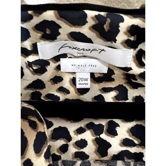 Foxcroft size 20W top button-up cheetah print mob wife glamourgirl long sleeve - Picture 6 of 7